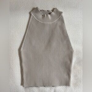 Aritzia Babaton Ribbed Mock Neck Top in Cream